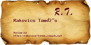 Rakovics Tamás névjegykártya
